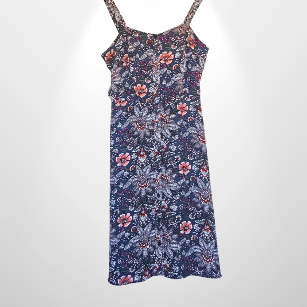 Loft paisley midi dress, Size 4 in grey blue